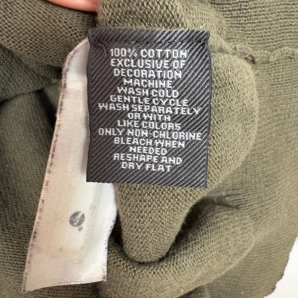 John Bartlett Men Henley Sweater Large Olive Green Elbow Patches Academia Preppy